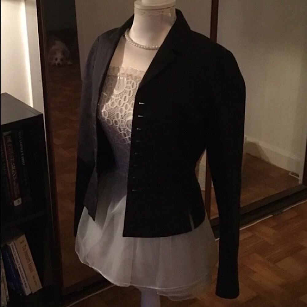 Unique Calvin Klein silk-mix textured black blazer